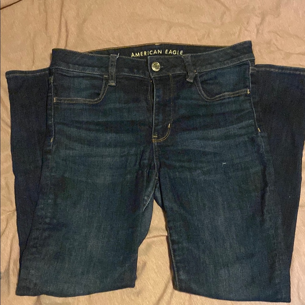 American Eagle Outfitters Blue Skinny Jeans with Faded Detail